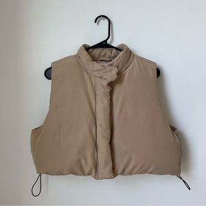 SOLD | Elwood Crop Puffer Vest - Sand
